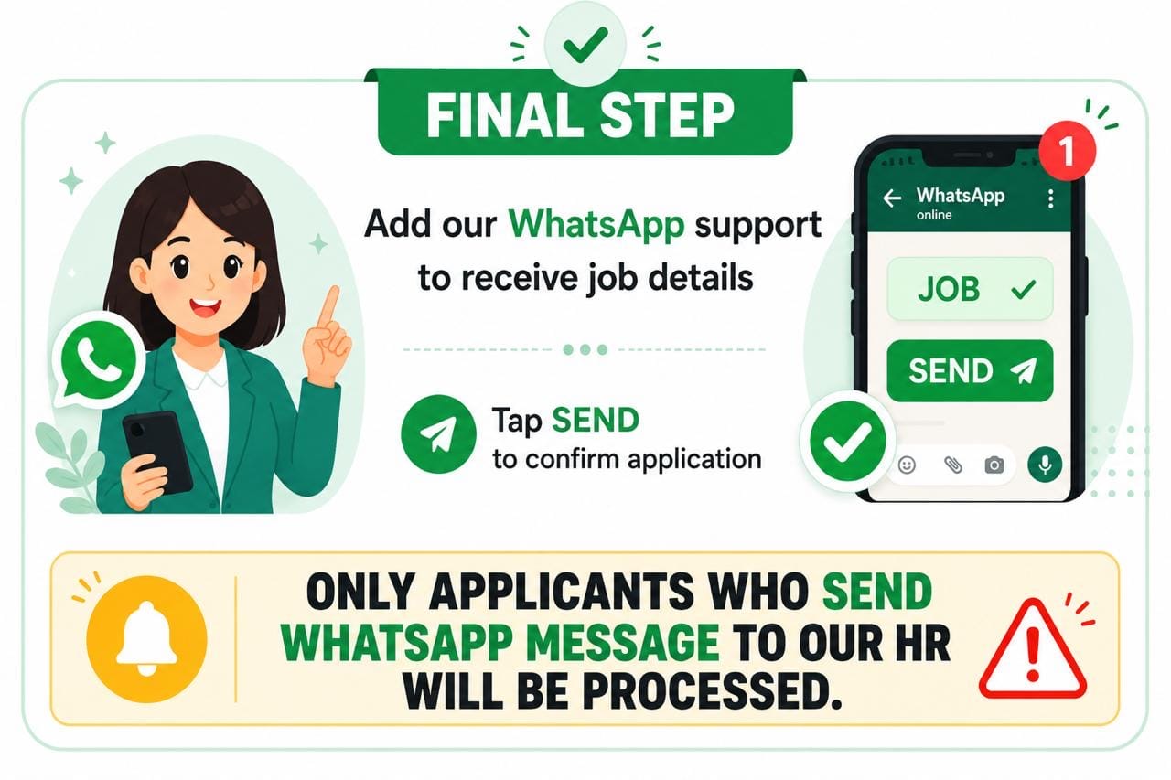 3 easy steps - fill up the form, send WhatsApp, receive details